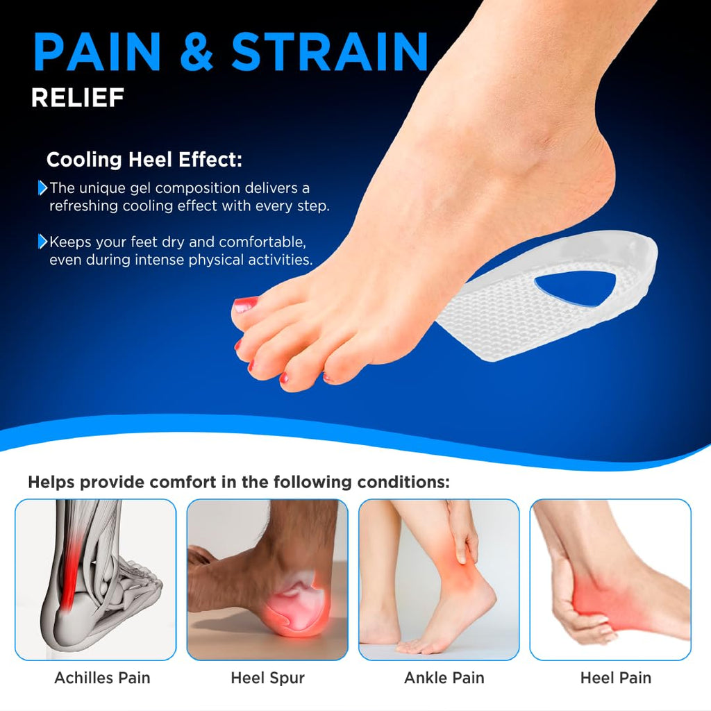 VISSCO FOOTSOL GEL HEEL CUPS | ALL DAY COMFORT HEEL CUSHION FOR PAIN RELIEF