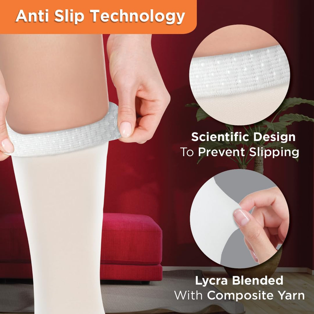 VISSCO ANTI-EMBOLISM - KNEE (MILD SUPPORT) | IMPROVE BLOOD CIRCULATION (WHITE)