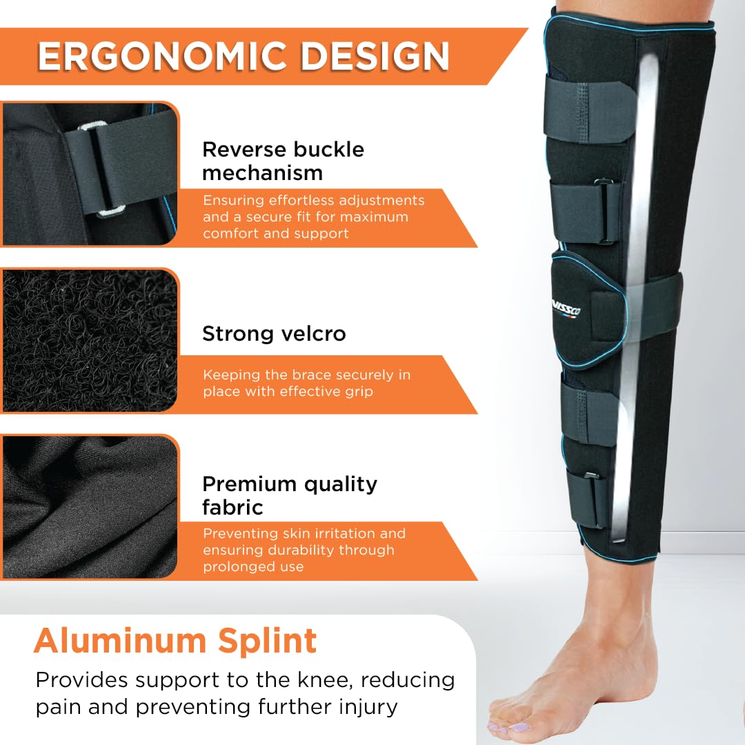 VISSCO KNEE STABLER - LONG 22" BRACE (BLACK)