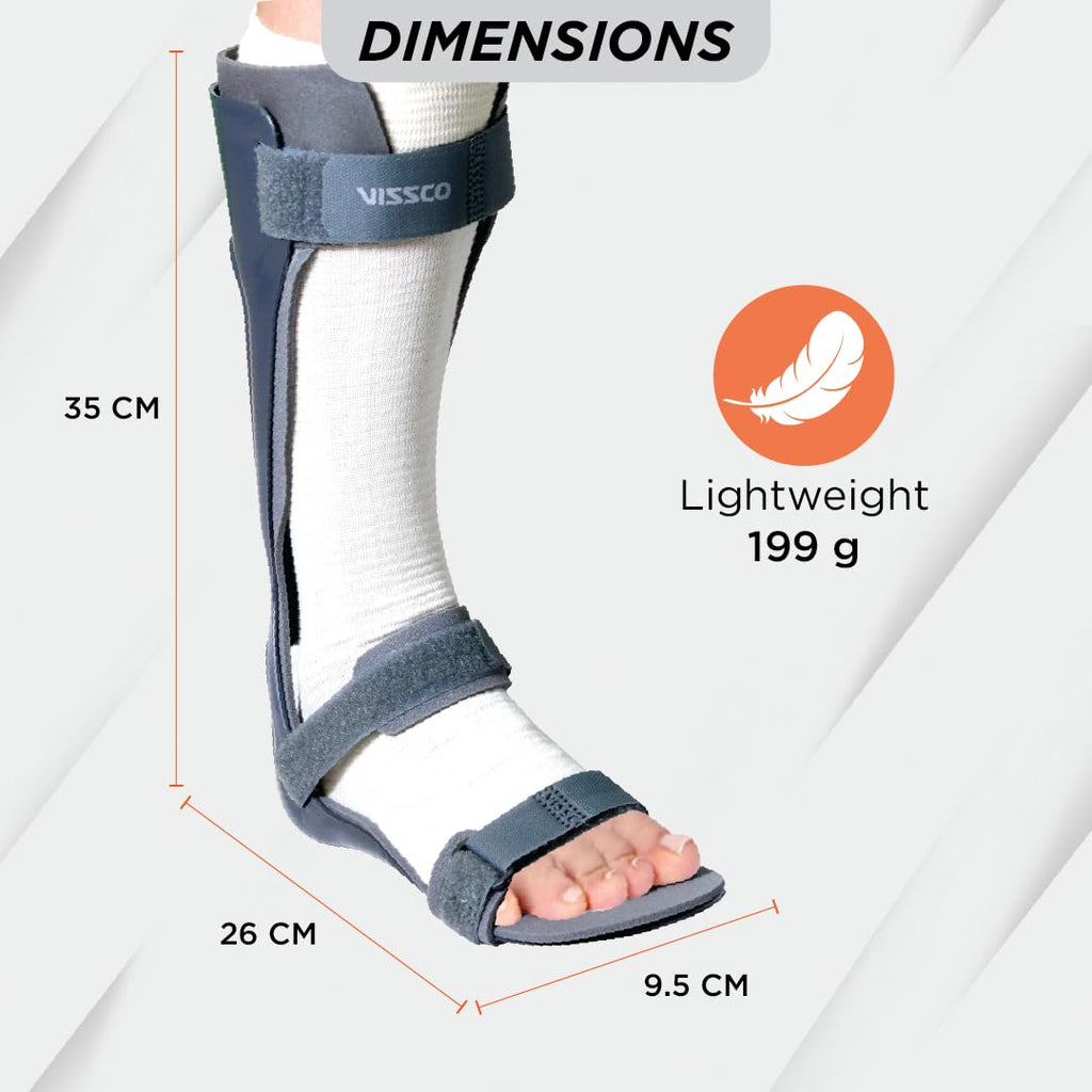 VISSCO FOOT DROP SUPPORT WITH PADDING, FOR PERONEAL NERVE PALSY, FREE STOCKINETTE, LIGHTWEIGHT (GREY)