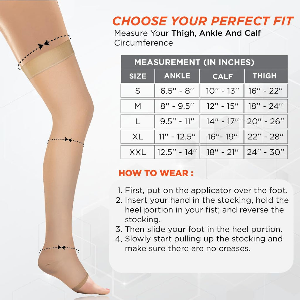 VISSCO MEDICAL COMPRESSION - CLASS 2 THIGH LENGTH | MILD SUPPORT (BEIGE)