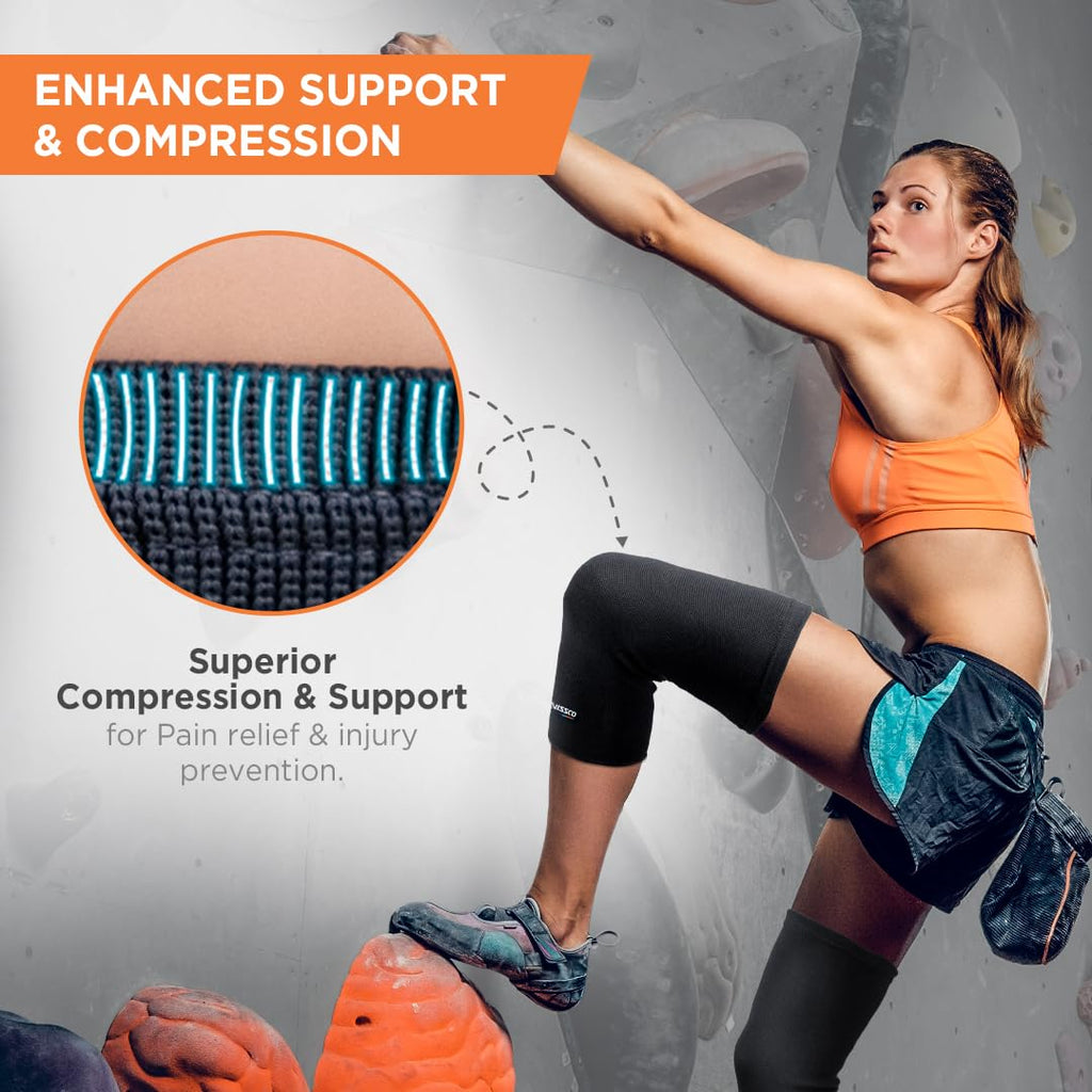 VISSCO SPRO KNEE CAP PLUS | IDEAL MILD SUPPORT FOR FREE KNEE MOVEMENT- BLACK (IN PAIR)