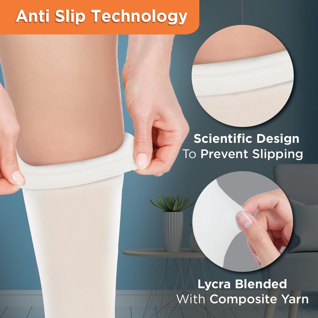 VISSCO ANTI-EMBOLISM - KNEE (MILD SUPPORT) | IMPROVES BLOOD CIRCULATION (WHITE)