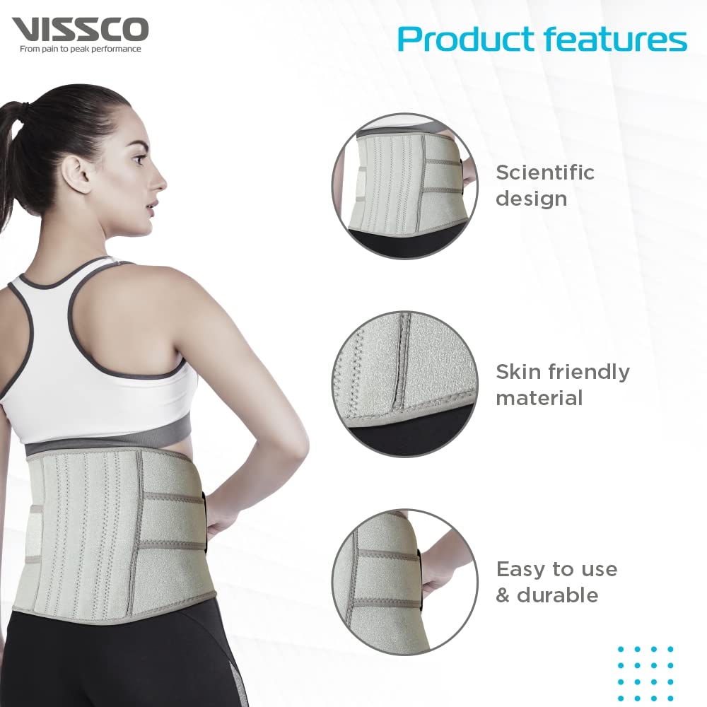 VISSCO NEOPRENE LUMBAR BELT 9" | SUPPORT THE LUMBAR SPINE (GREY)