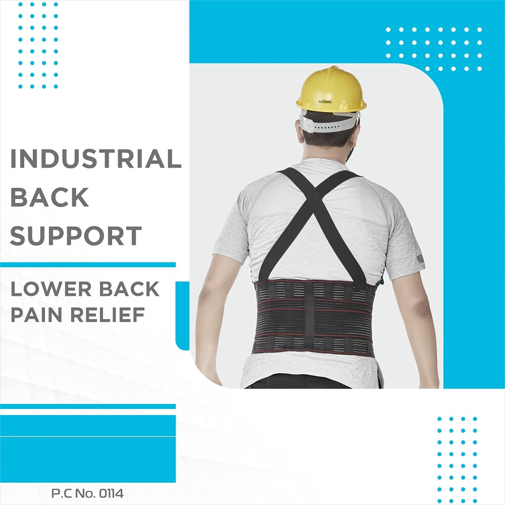 VISSCO INDUSTRIAL BACK SUPPORT (MODERATE SUPPORT) FOR LIFTING HEAVY MATERIAL/ GOODS- BLACK