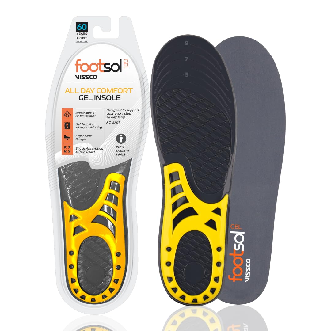 VISSCO FOOTSOL PREMIUM GEL INSOLES FOR ALL DAY COMFORT & PAIN RELIEF
