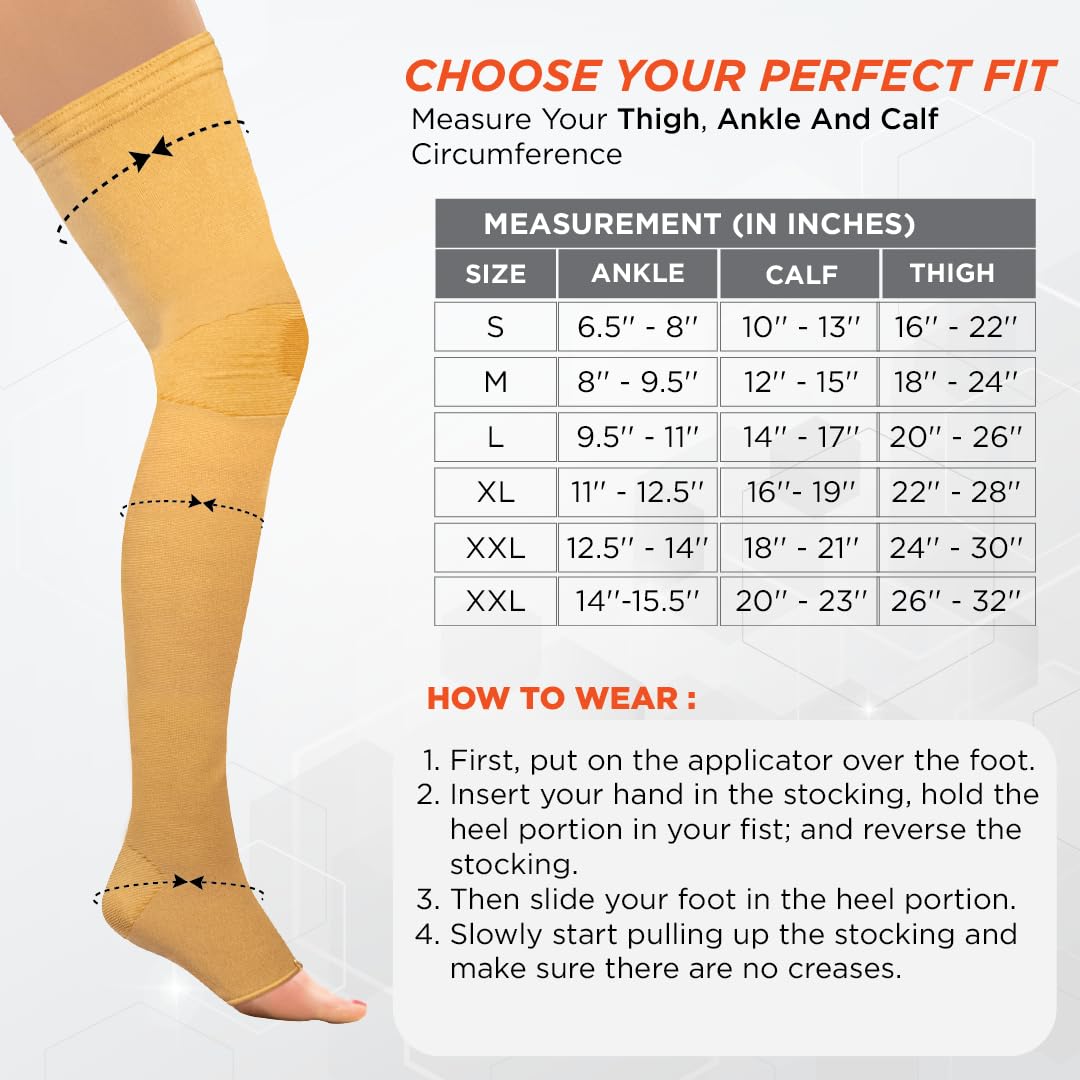 VISSCO MEDICAL COMPRESSION STOCKINGS (ABOVE KNEE) - BEIGE