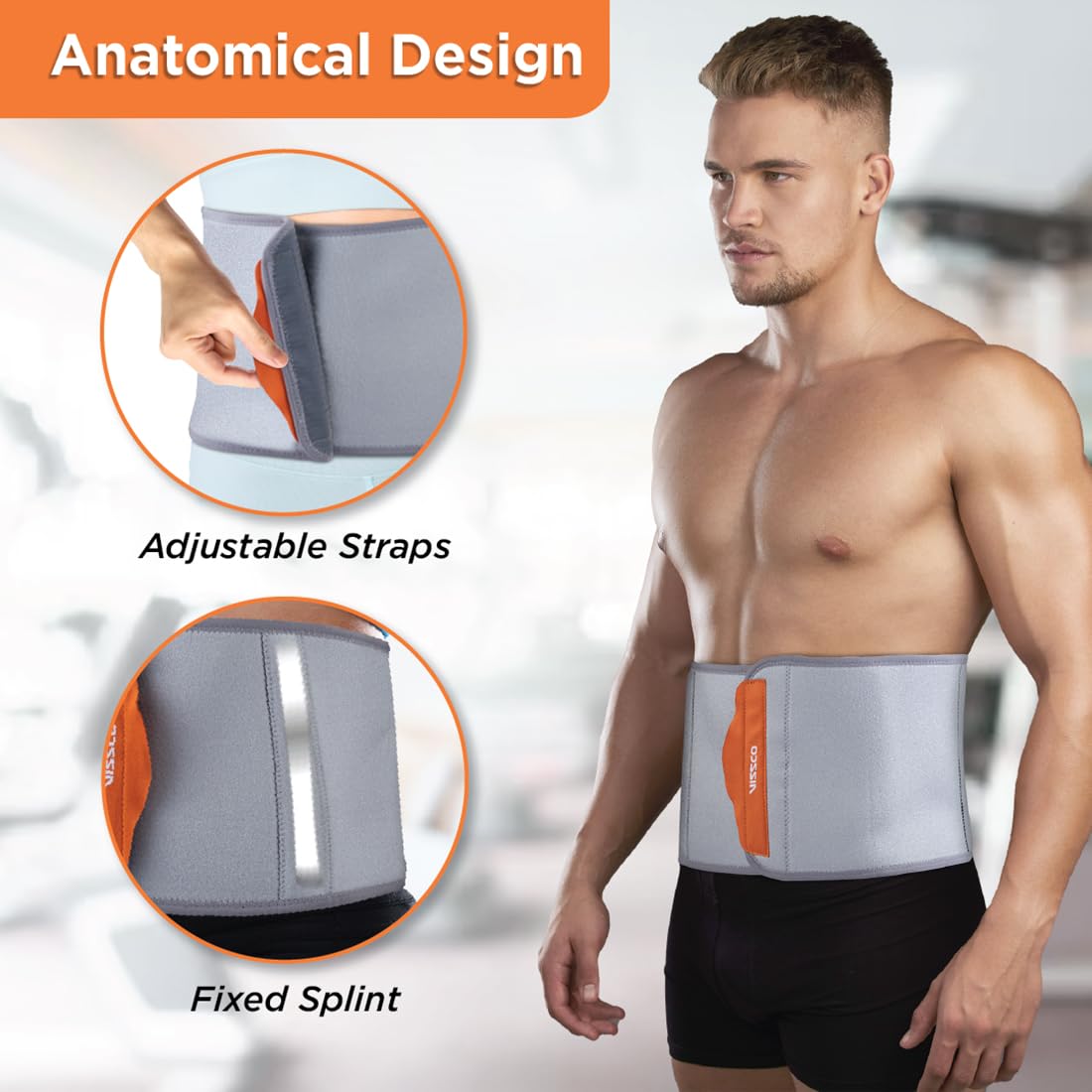 VISSCO NEOPRENE 8" ABDOMINAL BELT | GREY
