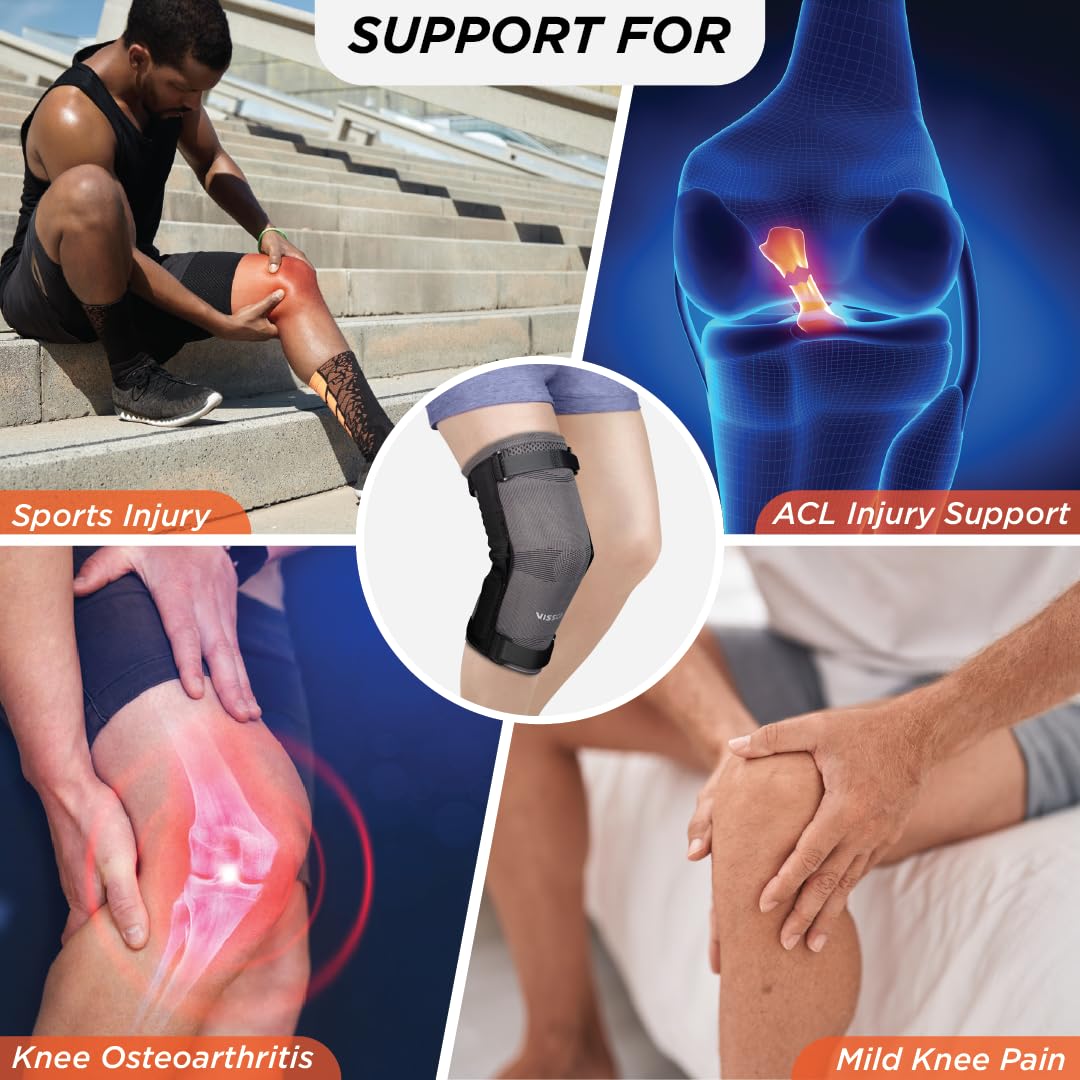 VISSCO HINGED KNEE CAP - GREY (SINGLE PIECE)