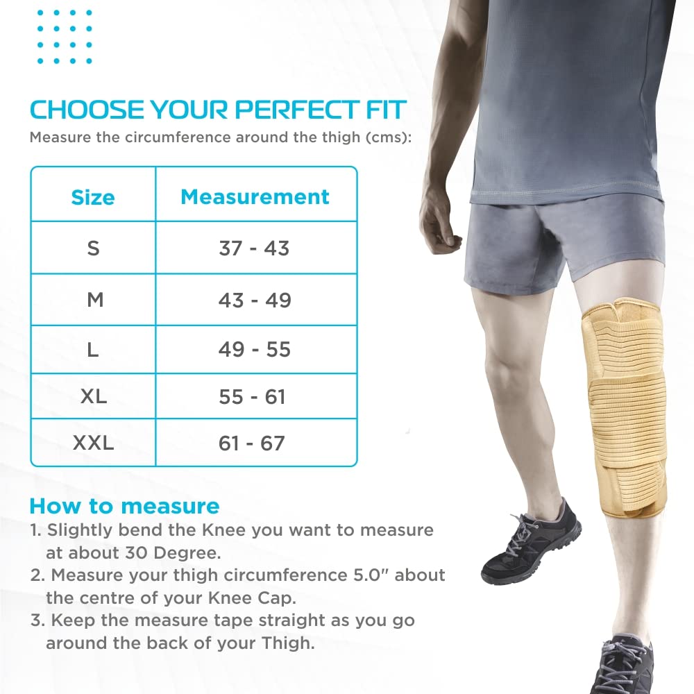 VISSCO KNEE BRACE - SHORT (14" BRACE) IDEAL FIRM KNEE SUPPORT THAT LIMITS KNEE MOTION - BEIGE
