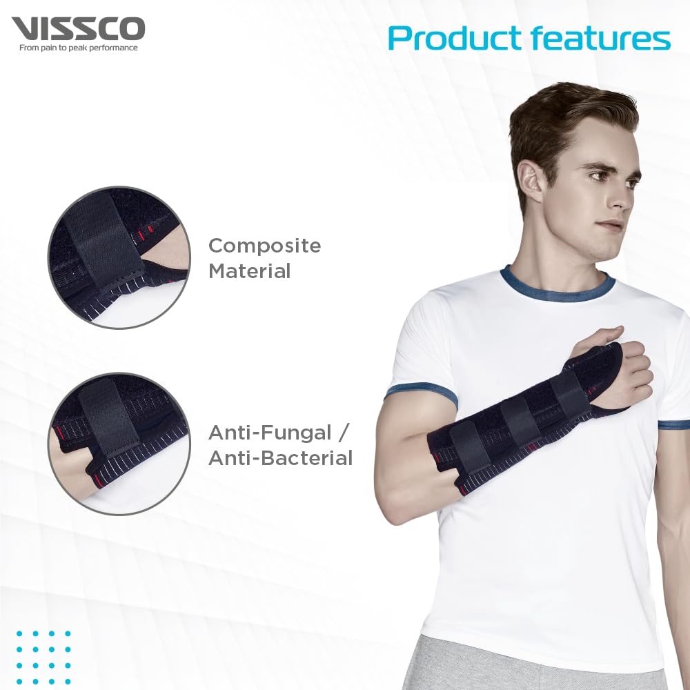 VISSCO ELASTIC WRIST SUPPORT (21CM) | PROVIDES FIRM SUPPORT FOR COLLES FRACTURE- BLACK