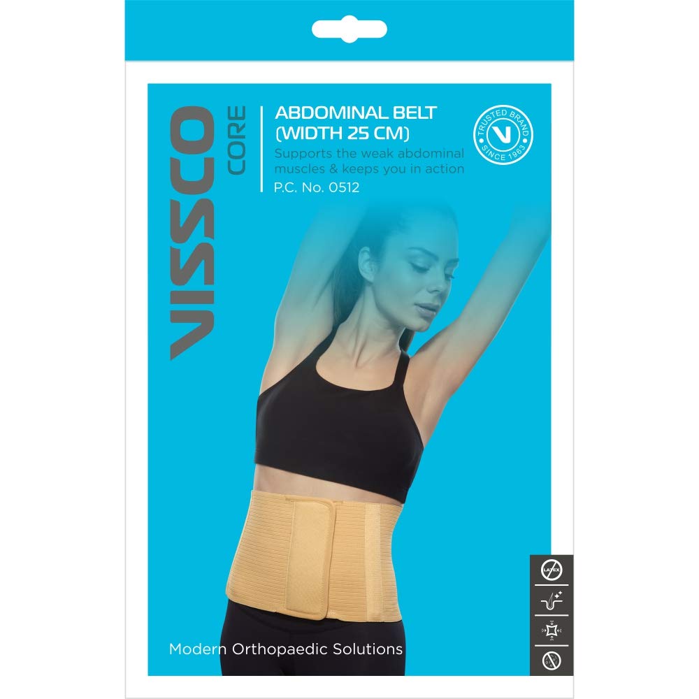 VISSCO ABDOMINAL BELT (10") | SUPPORTS THE WEAK ABDOMINAL MUSCLES TO RELIEVE PAIN - BEIGE