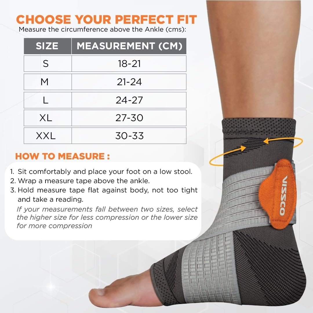 VISSCO ANKLER (MODERATE SUPPORT) 2 IN 1 ANKLET + BINDER (GREY)