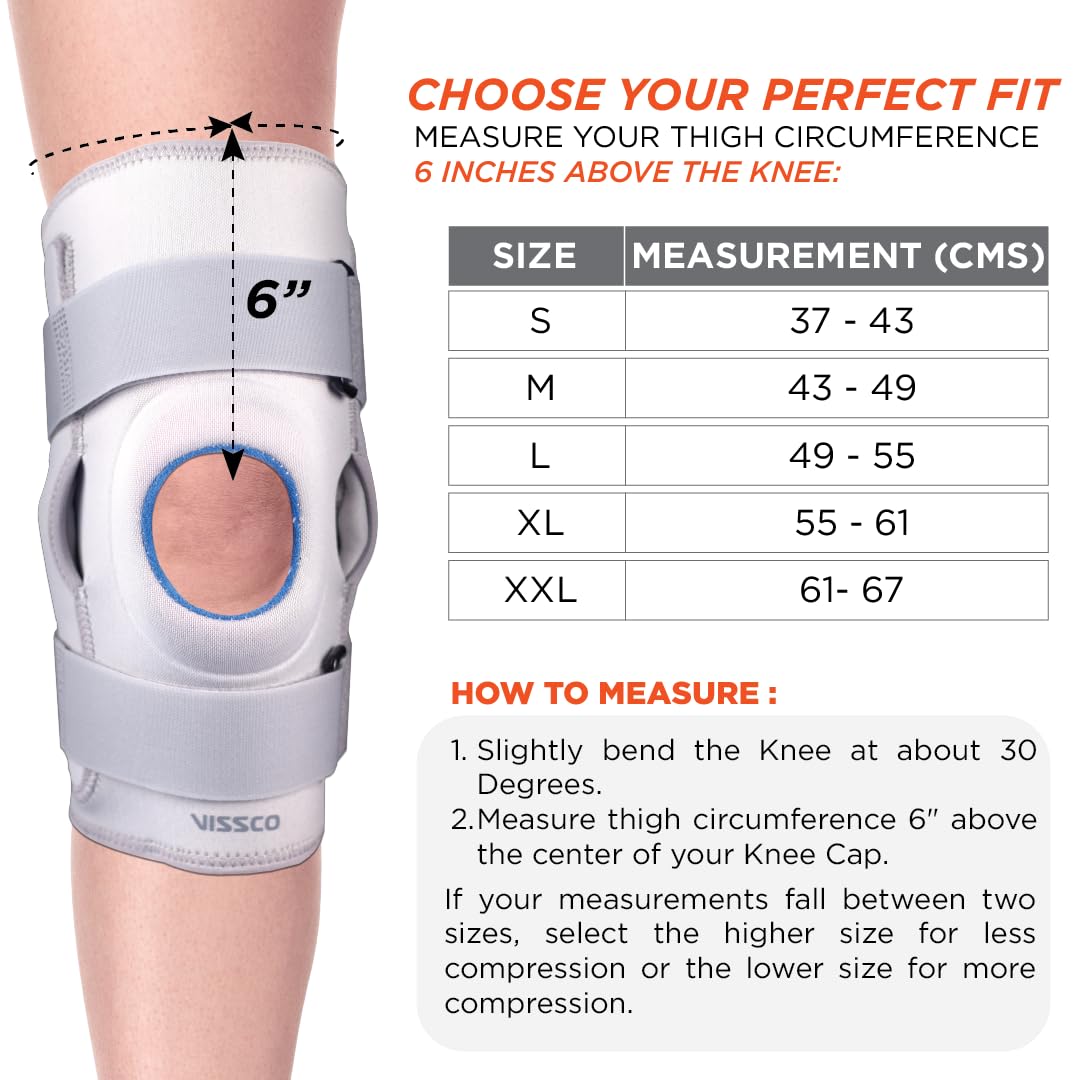 VISSCO NEOPRENE HINGED KNEE STABILIZER - GREY ( SINGLE PIECE)