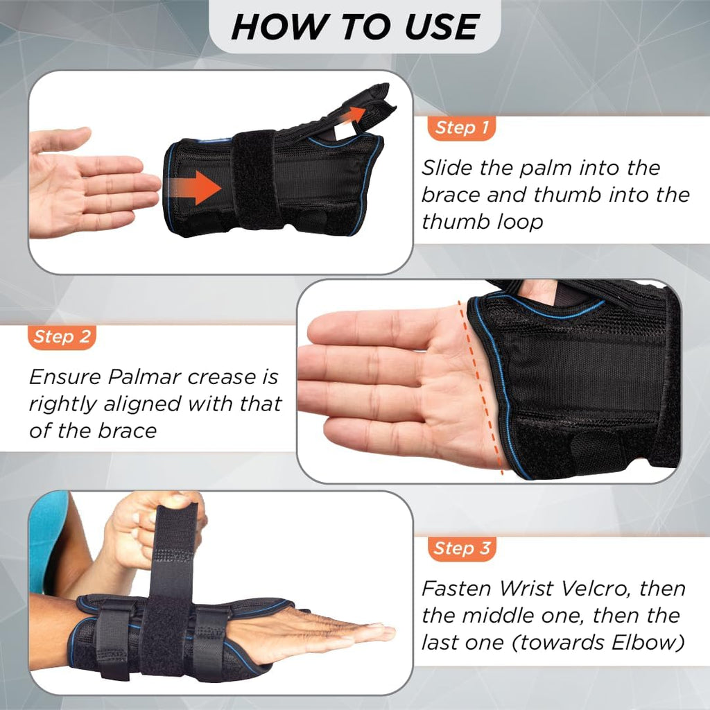 VISSCO WRIST BRACE WITH THUMB SUPPORT - BLACK