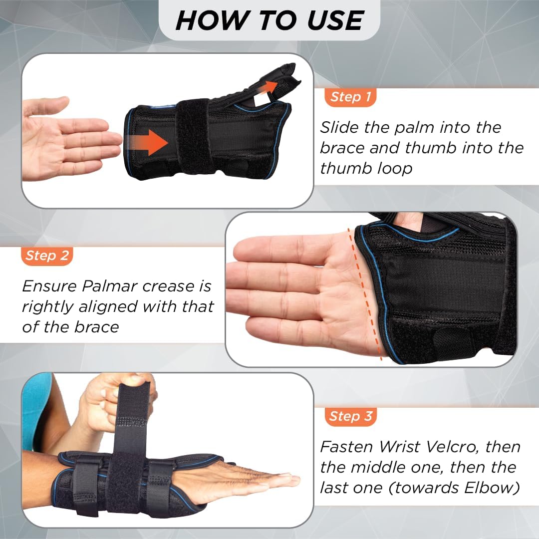 VISSCO WRIST BRACE WITH THUMB SUPPORT - BLACK