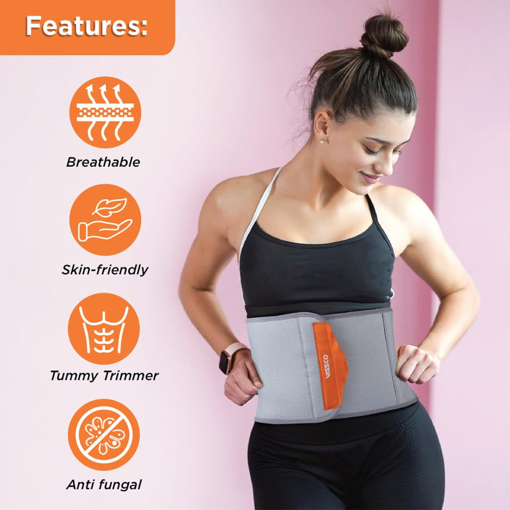 VISSCO NEOPRENE 8" ABDOMINAL BELT | GREY
