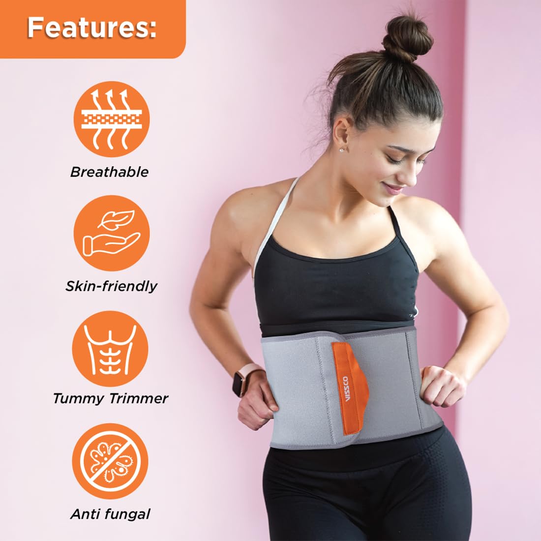 VISSCO NEOPRENE 8" ABDOMINAL BELT | GREY