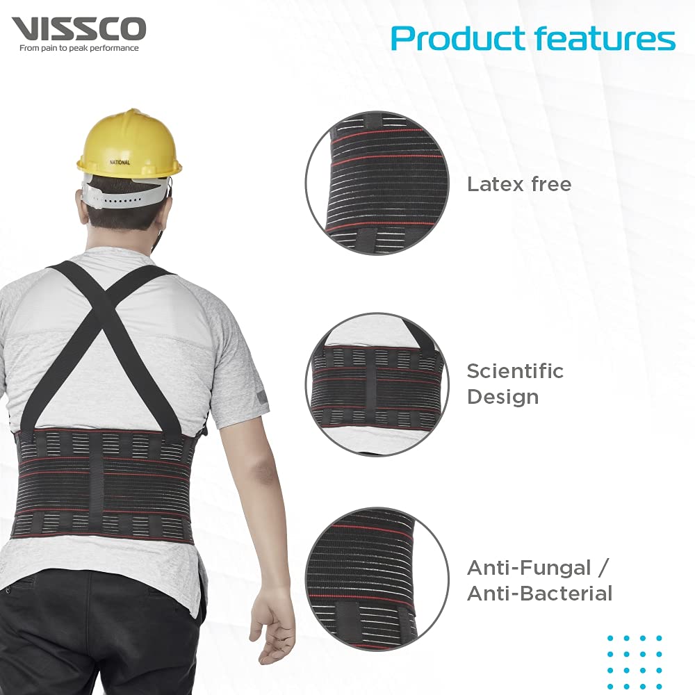 VISSCO INDUSTRIAL BACK SUPPORT (MODERATE SUPPORT) FOR LIFTING HEAVY MATERIAL/ GOODS- BLACK