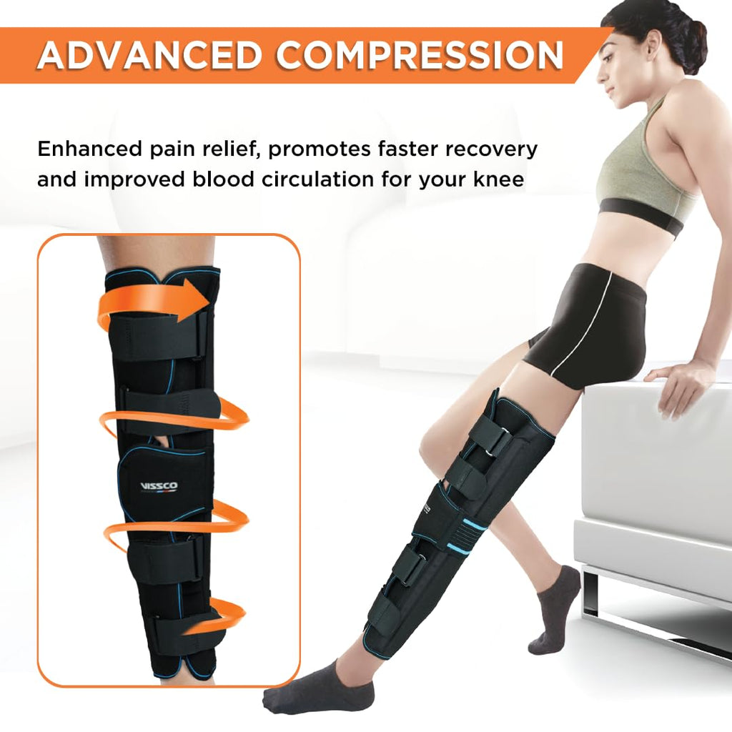 VISSCO KNEE STABLER - LONG 22" BRACE (BLACK)