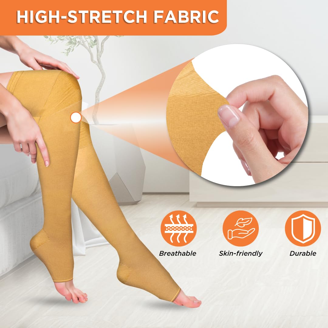 VISSCO MEDICAL COMPRESSION STOCKINGS (ABOVE KNEE) - BEIGE