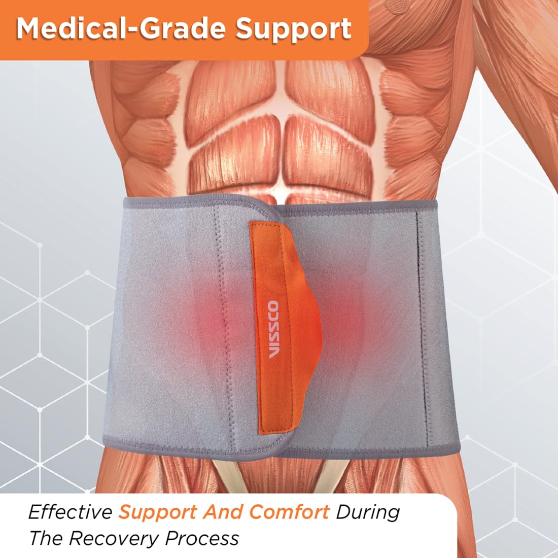 VISSCO NEOPRENE 8" ABDOMINAL BELT | GREY