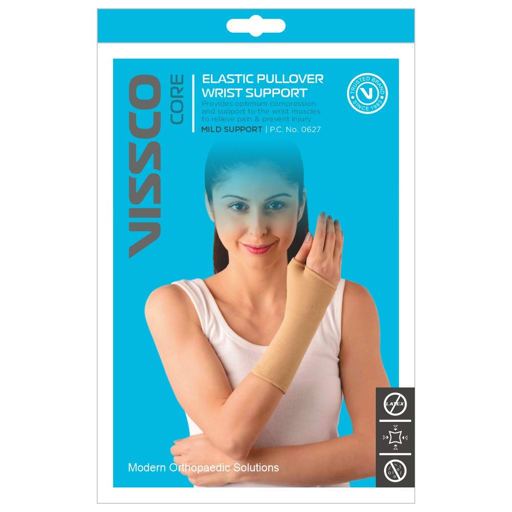 VISSCO ELASTIC PULLOVER WRIST SUPPORT FOR FOREARM & CARPAL (BEIGE)