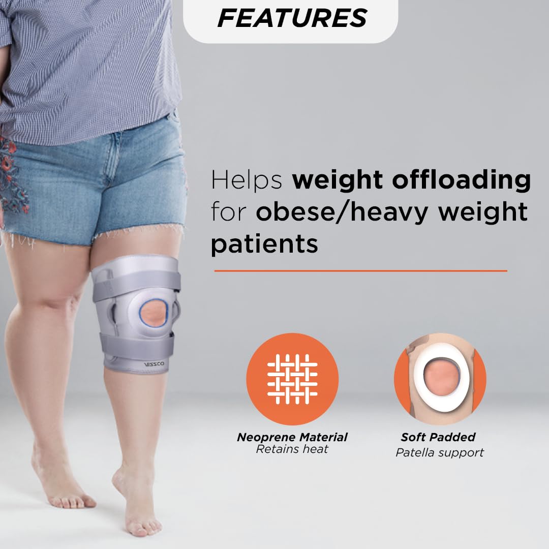 VISSCO NEOPRENE HINGED KNEE STABILIZER - GREY ( SINGLE PIECE)