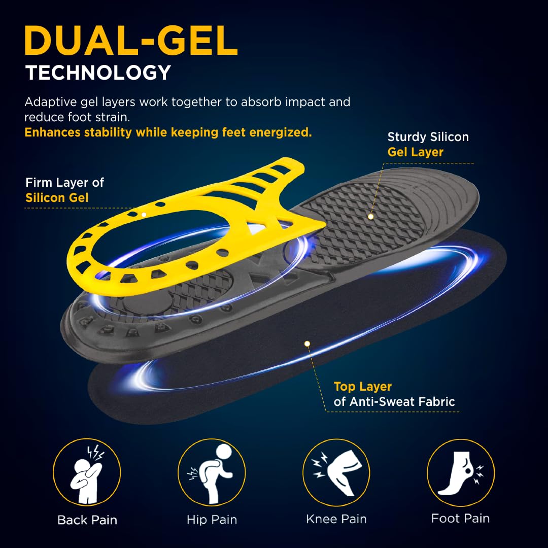 VISSCO FOOTSOL PREMIUM GEL INSOLES FOR ALL DAY COMFORT & PAIN RELIEF