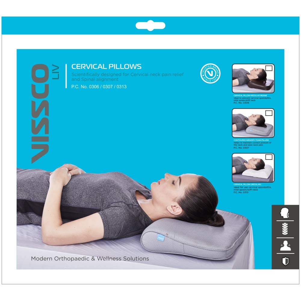 VISSCO CERVICAL CONTOURED PILLOW | PREVENTS CERVICAL (GREY)