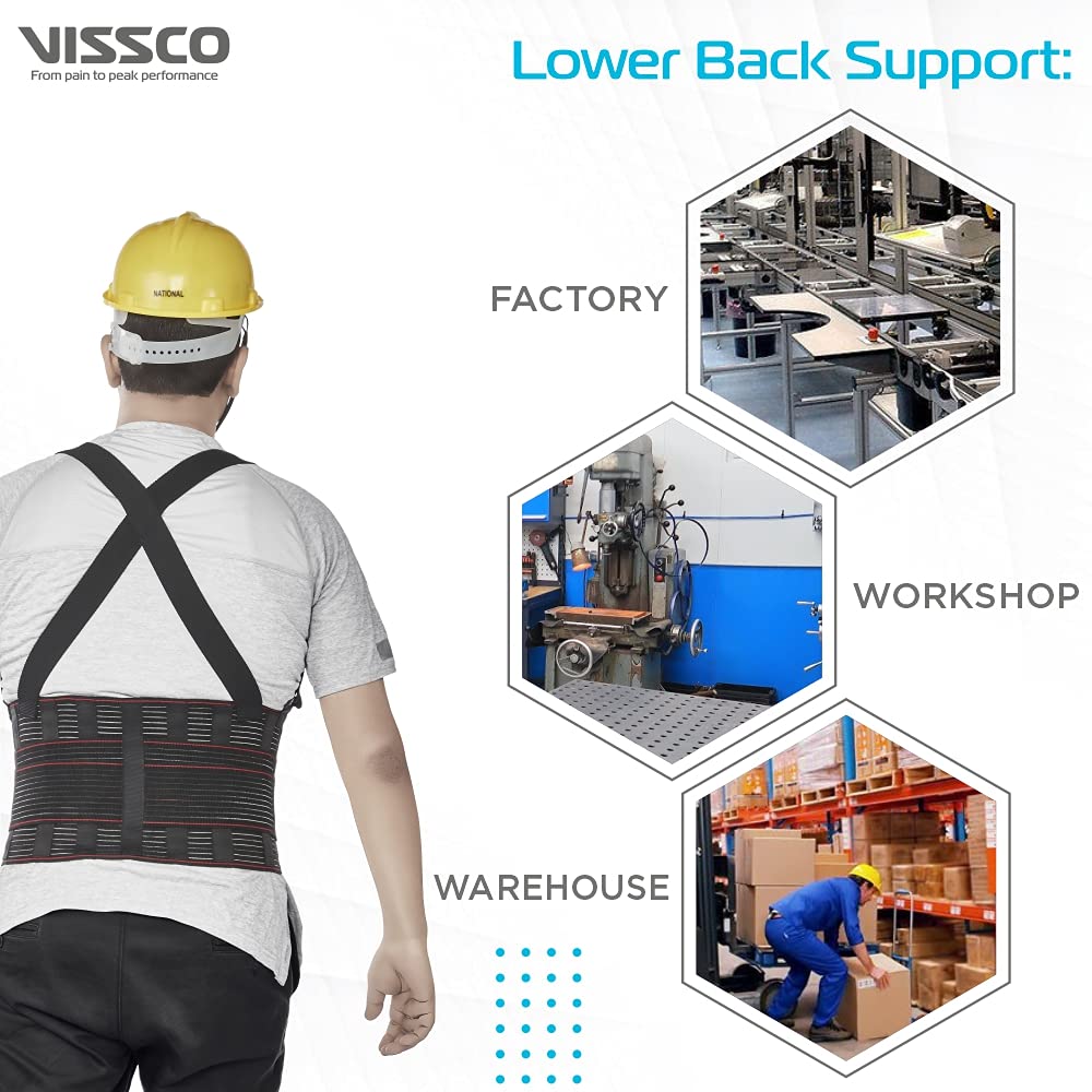VISSCO INDUSTRIAL BACK SUPPORT (MODERATE SUPPORT) FOR LIFTING HEAVY MATERIAL/ GOODS- BLACK