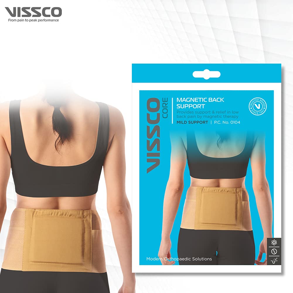 VISSCO MAGNETIC BACK SUPPORT FOR THE LUMBAR SPINE | BACK INJURY (BEIGE)