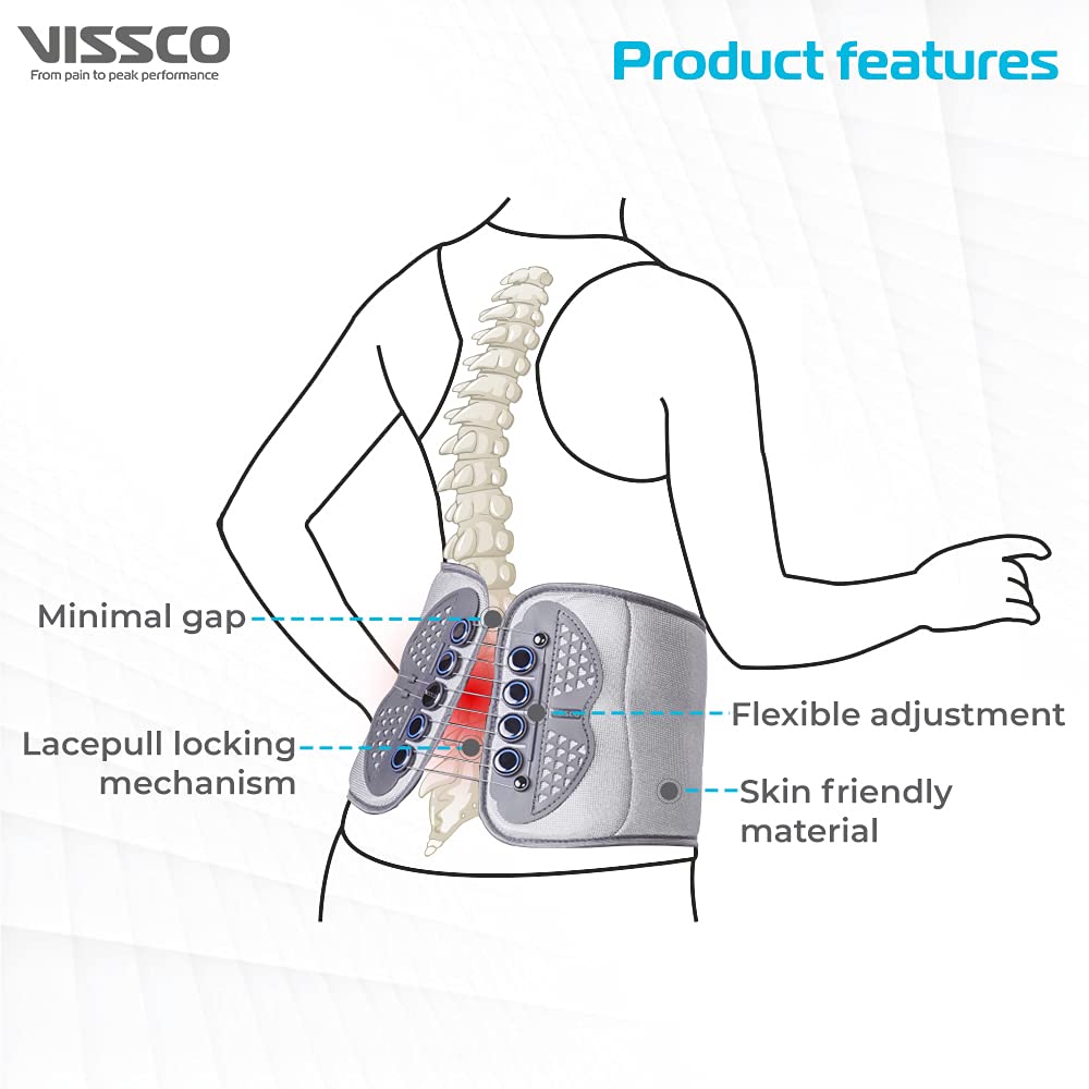 VISSCO FLEXI LACEPULL LS BELT (MODERATE SUPPORT)- GREY