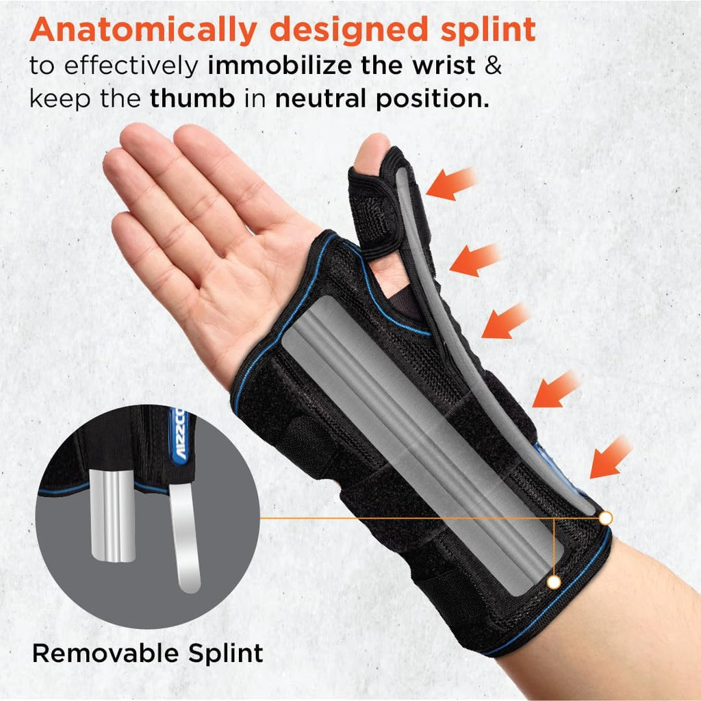 VISSCO WRIST BRACE WITH THUMB SUPPORT - BLACK