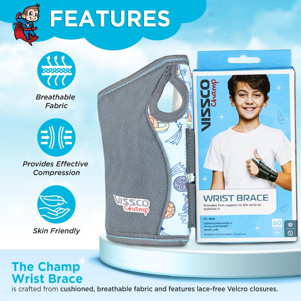 VISSCO CHAMP WRIST BRACE WITH SPLINT PROVIDES FIRM SUPPORT TO THE WRIST