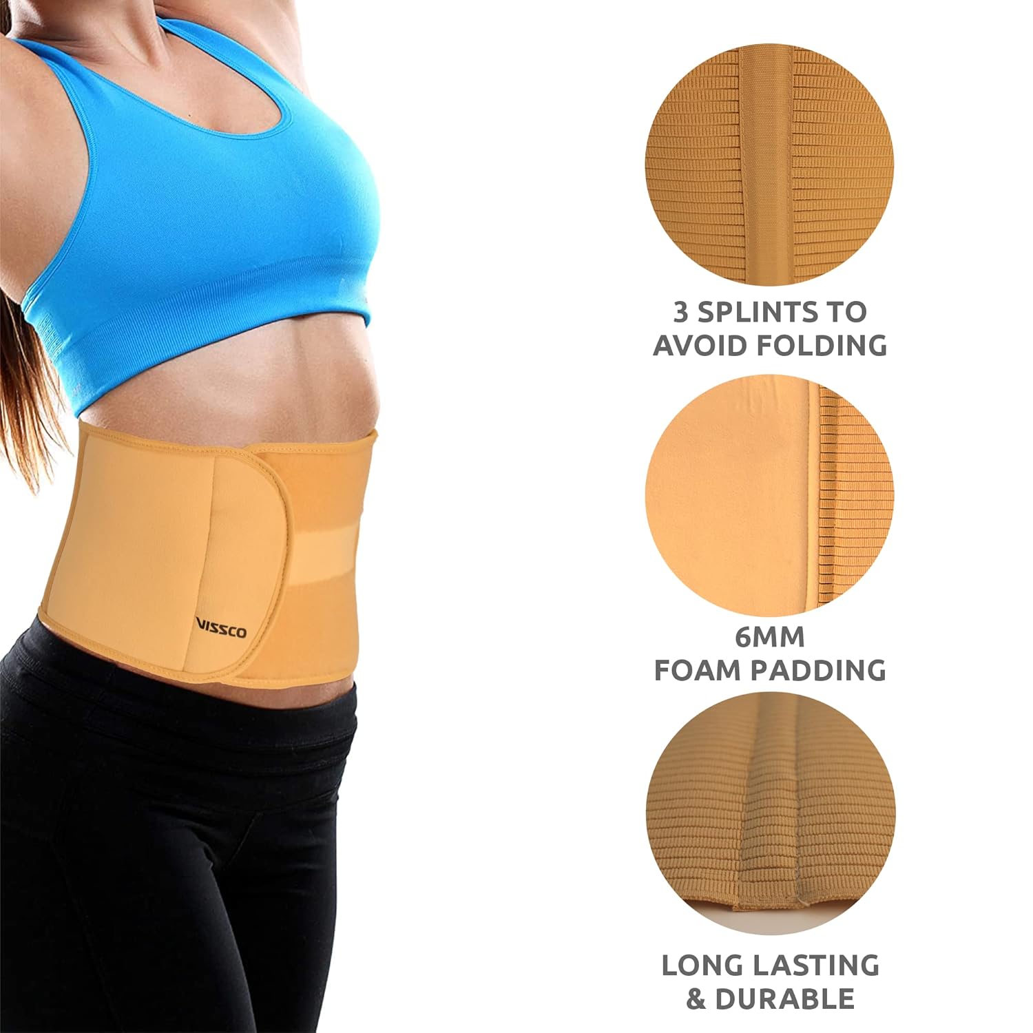 VISSCO ABDOMINAL BELT 8" SUPPORT THE WEAK ABDOMINAL MUSCLES TO RELIEF PAIN