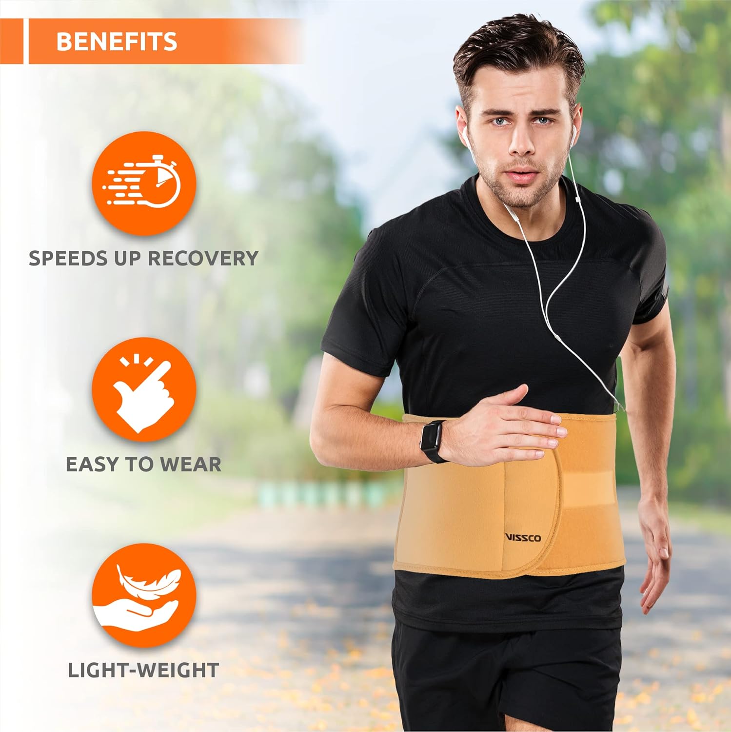 VISSCO ABDOMINAL BELT 8" SUPPORT THE WEAK ABDOMINAL MUSCLES TO RELIEF PAIN