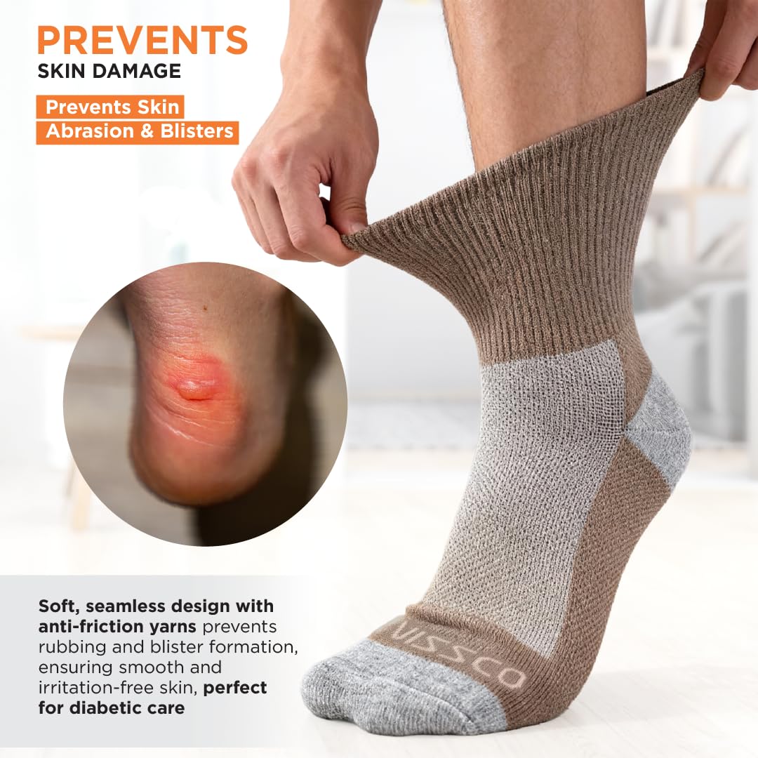 VISSCO DIABETIC SOCKS | COMFORTABLE TO MINIMIZE PRESSURE ON LEGS AND FEETS (GREY)
