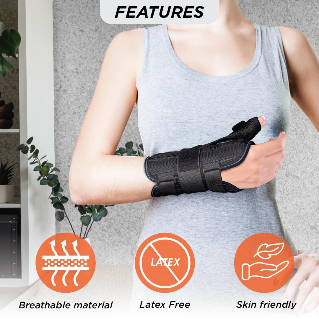 VISSCO WRIST BRACE WITH THUMB SUPPORT - BLACK