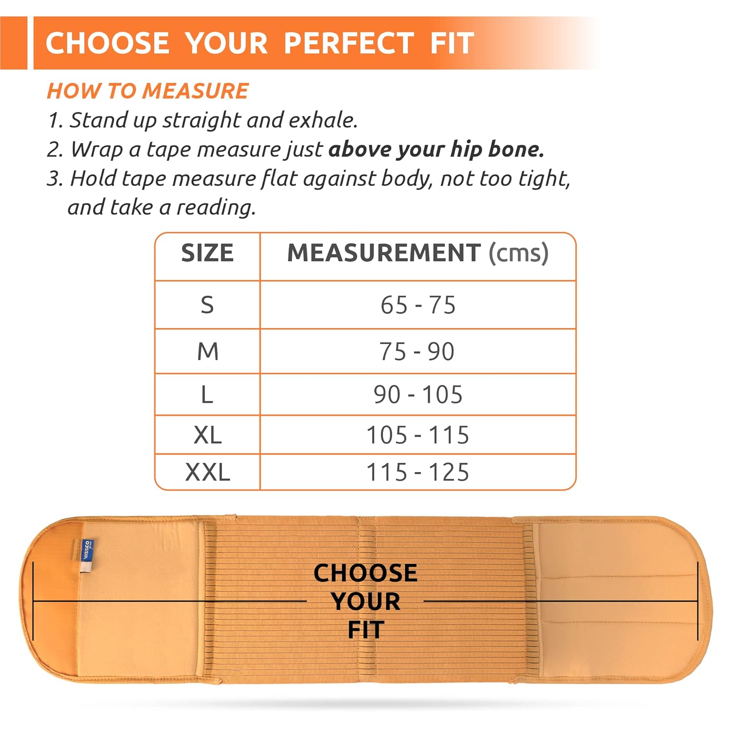 VISSCO ABDOMINAL BELT 8" SUPPORT THE WEAK ABDOMINAL MUSCLES TO RELIEF PAIN