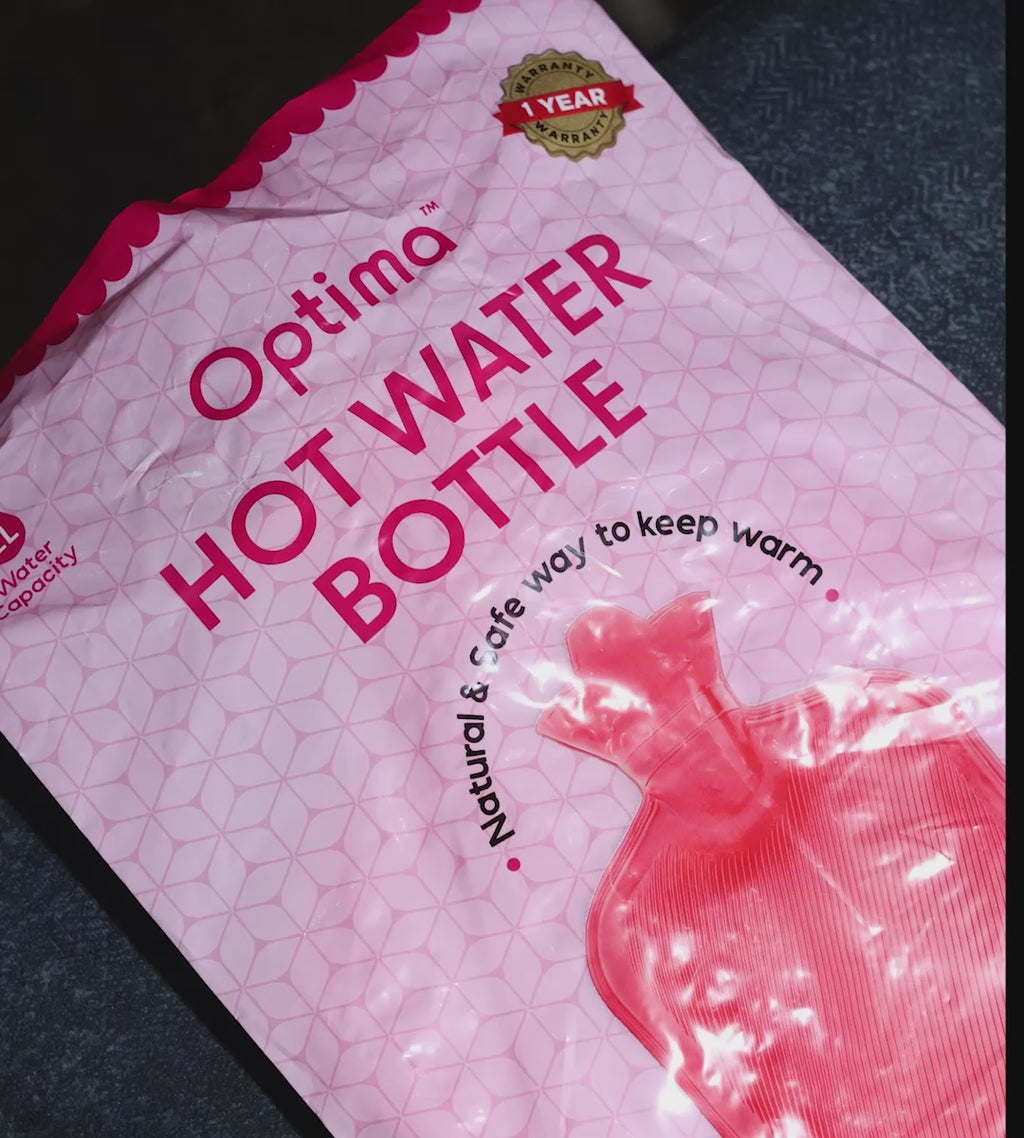 OPTIMA 2L HOT WATER BOTTLE ( RED ) FOR PAIN RELIEF – LEAK -PROOF, DURABLE & FLEXIBLE